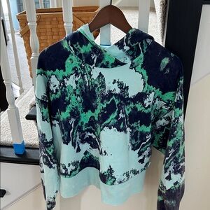 JoyLab Tie-Dye Crew Neck Sweater - Blue and Green